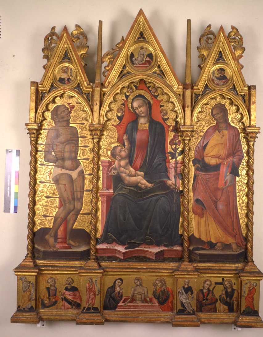 Madonna con Bambino in trono tra santi (polittico) di Martorelli Giovanni detto Martorelli Da Brescia (metà sec. XV)