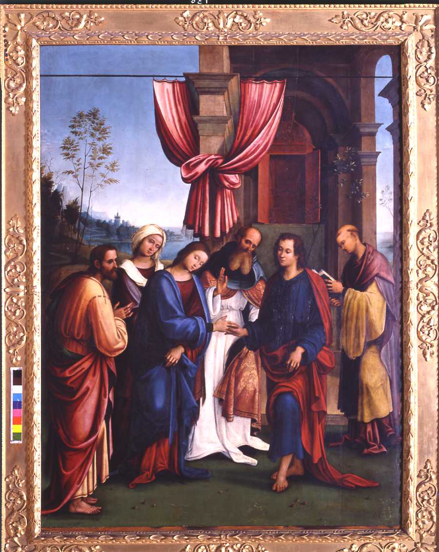 sposalizio della Vergine (pala d'altare, opera isolata) di Costa Lorenzo il Vecchio (sec. XVI)