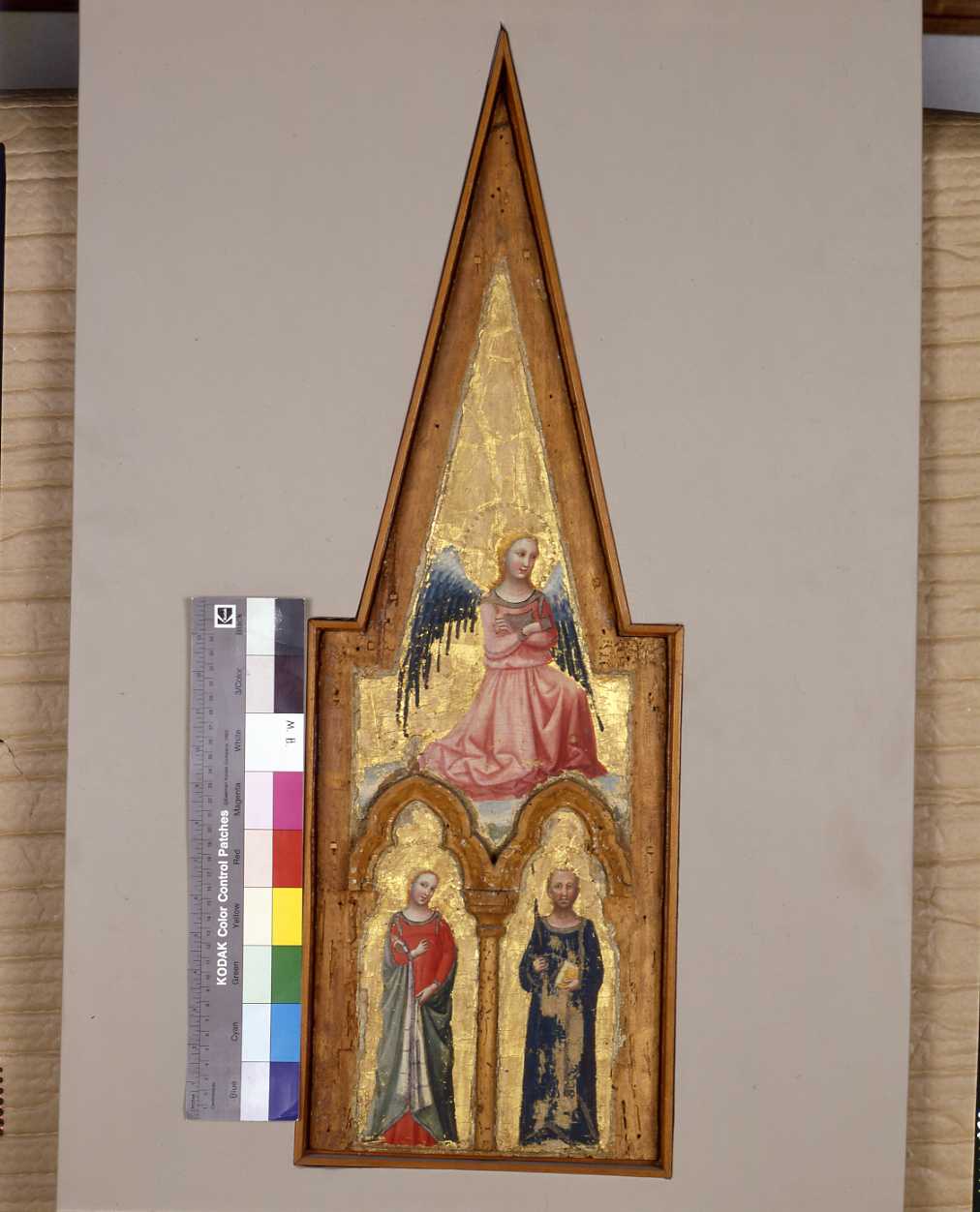 Santa Lucia, San Paolo e angelo (dipinto) di Pseudo Jacopino di Francesco (sec. XIV)