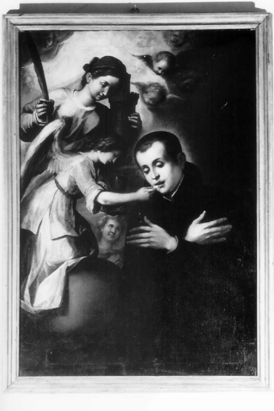 Comunione di San Stanislao Kostka con Sant'Irene d'Alessandria (?) (dipinto) - ambito tosco-romagnolo (fine sec. XVII)