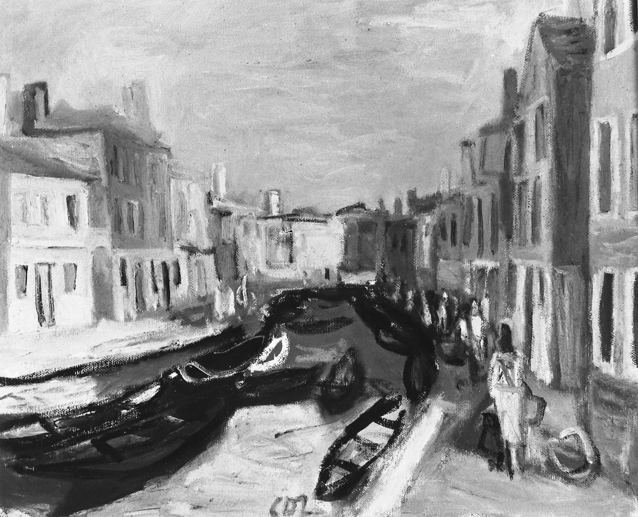 canale veneziano (dipinto) di Dalla Zorza Carlo (prima metà sec. XX)