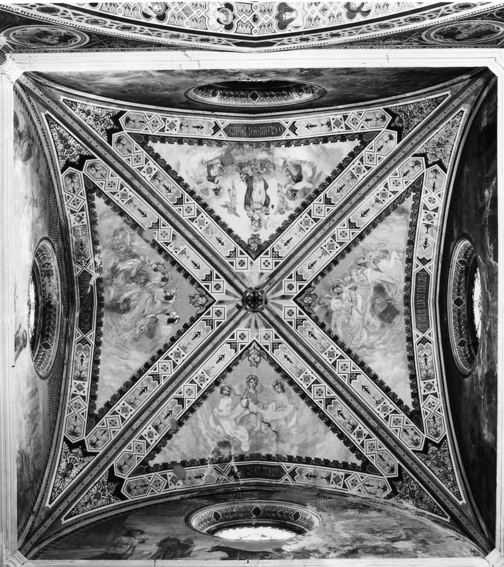 Madonna Immacolata e angeli (dipinto) di Gemmi Giacomo, Bassan Giovanni, Mazzoni Bruno (primo quarto sec. XX)