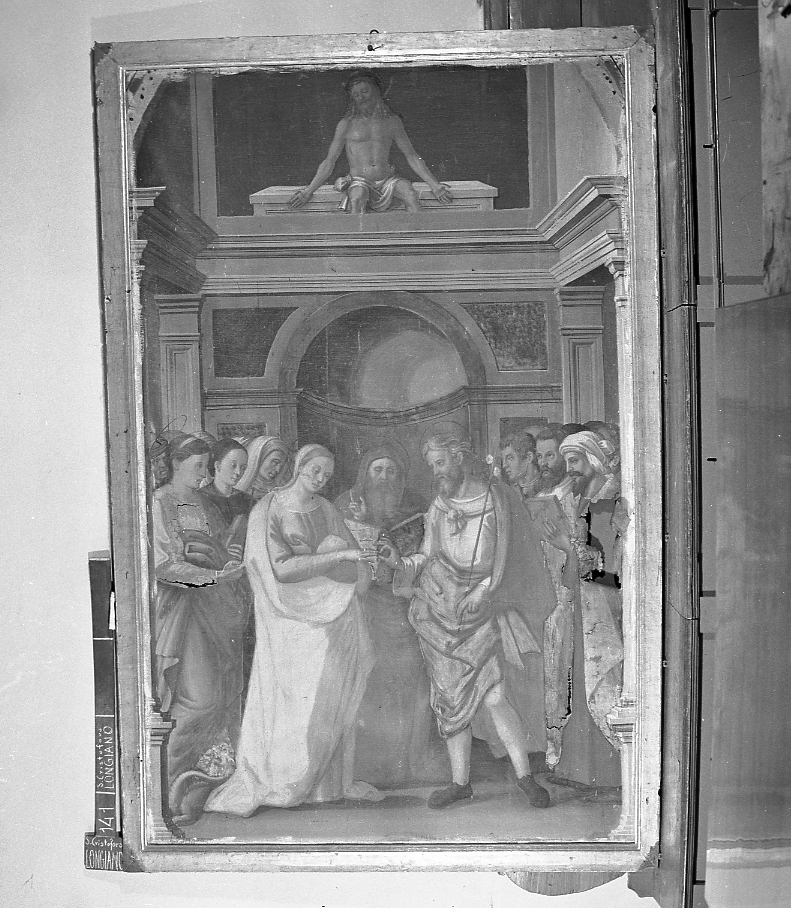 Sposalizio di Maria e Giuseppe e Pietà (dipinto) di Coda Benedetto (inizio sec. XVI)