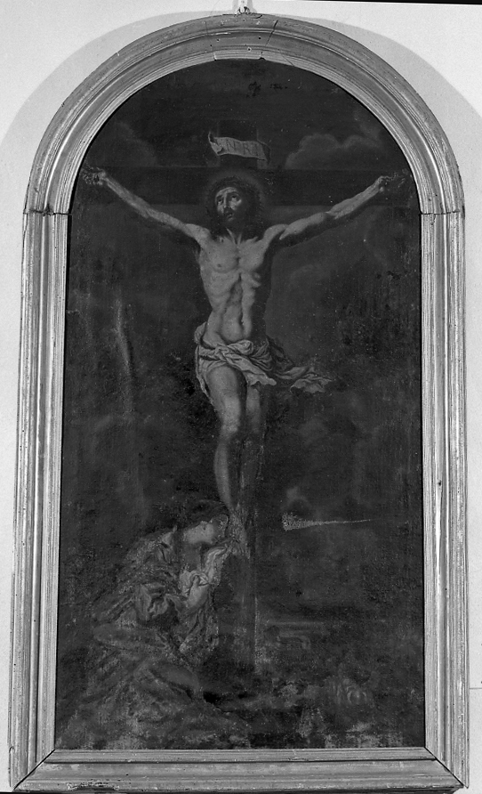 Gesù crocifisso e la Madallena ai piedi della croce (dipinto) - ambito romagnolo (secc. XVII/ XVIII)