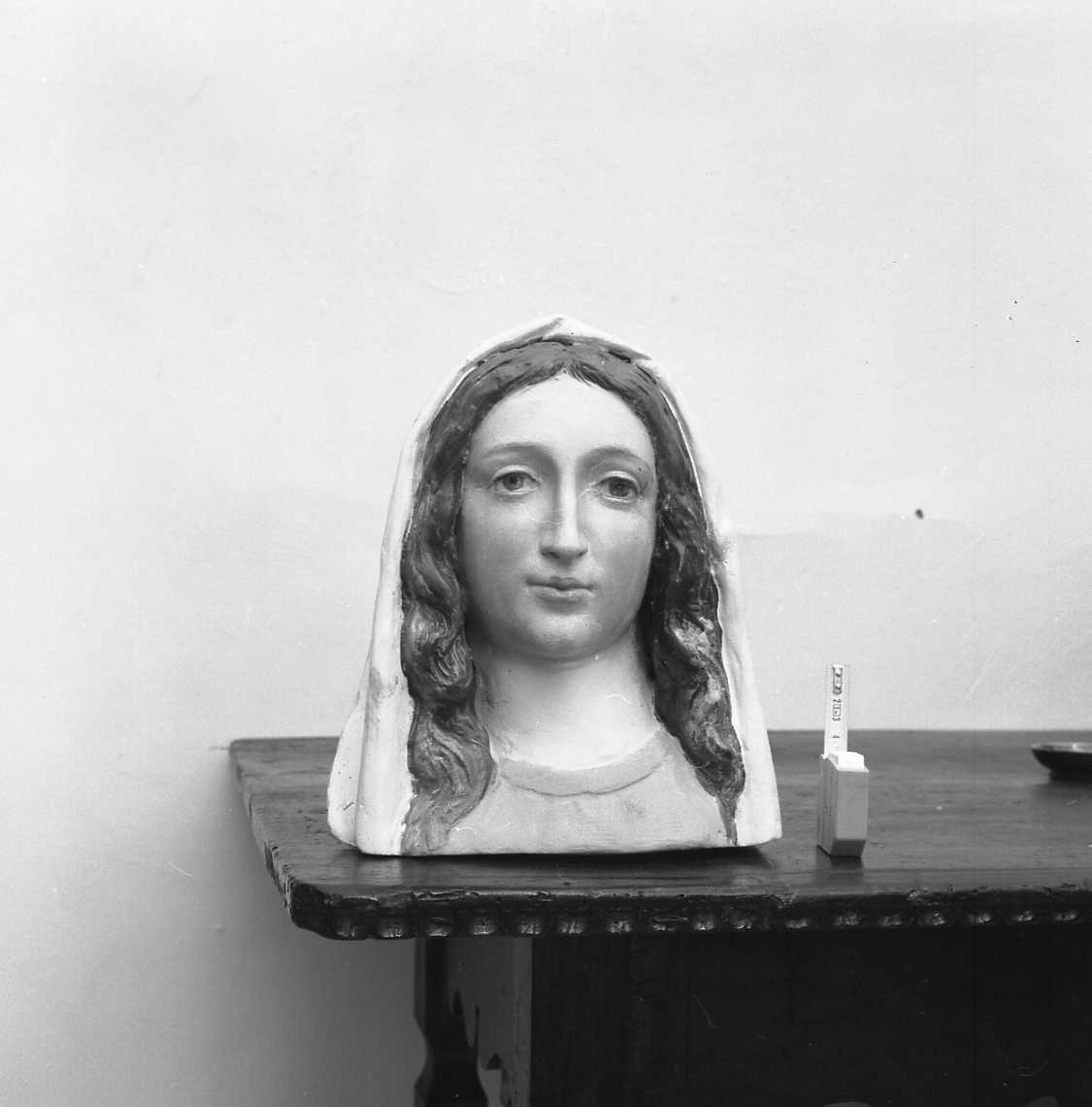 Testa della Madonna del Rosario (scultura) di Rosetti Giuseppe detto Mutino da Brisighella (seconda metà sec. XIX)