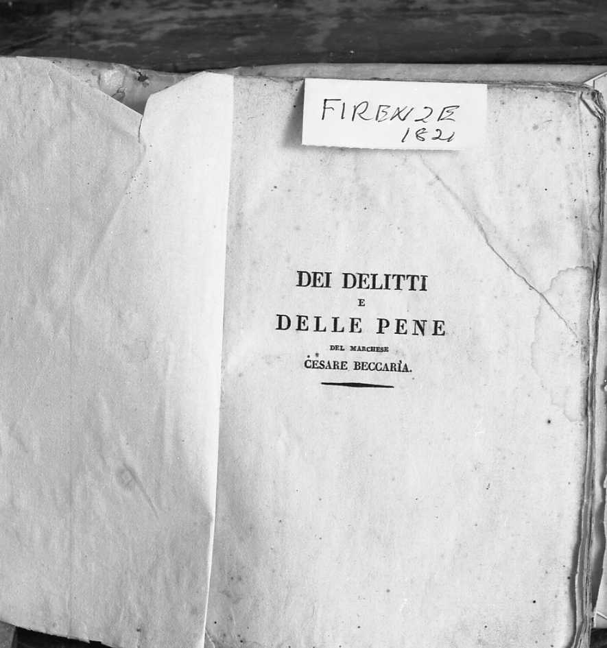 Dei delitti e delle pene (coperta di libro) - bottega italiana (sec. XIX)