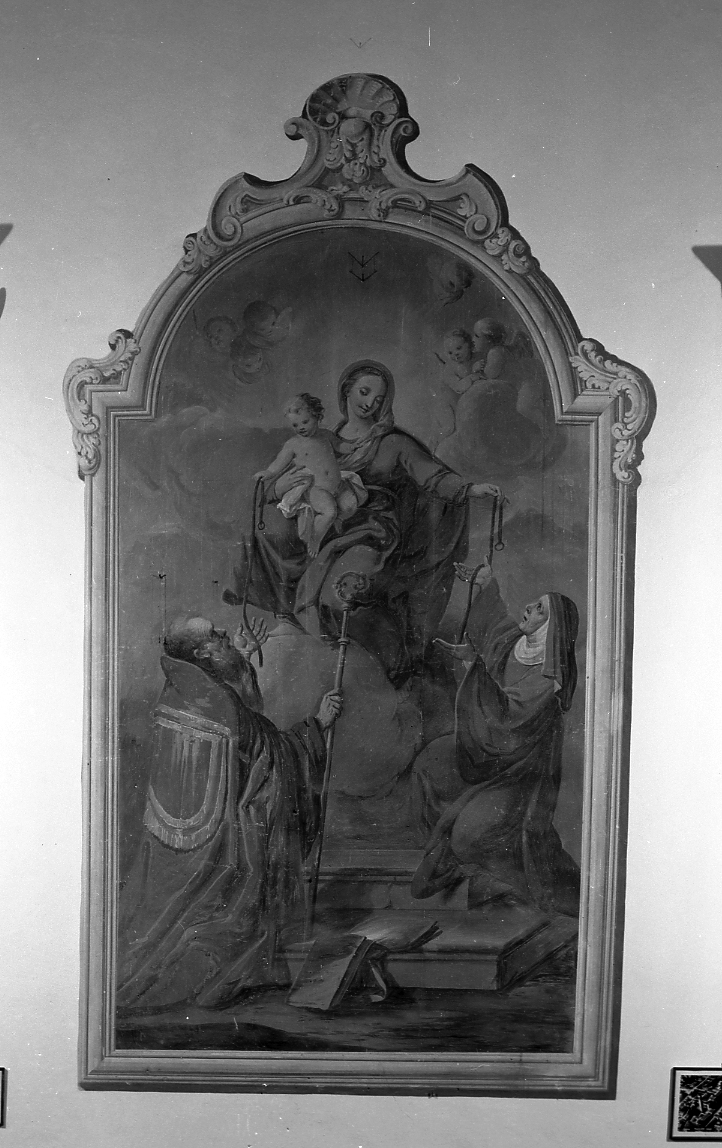 Madonna con il Bambino adorati dai Santi Agostino e Monica (dipinto) di Milani Giuseppe (sec. XVIII)