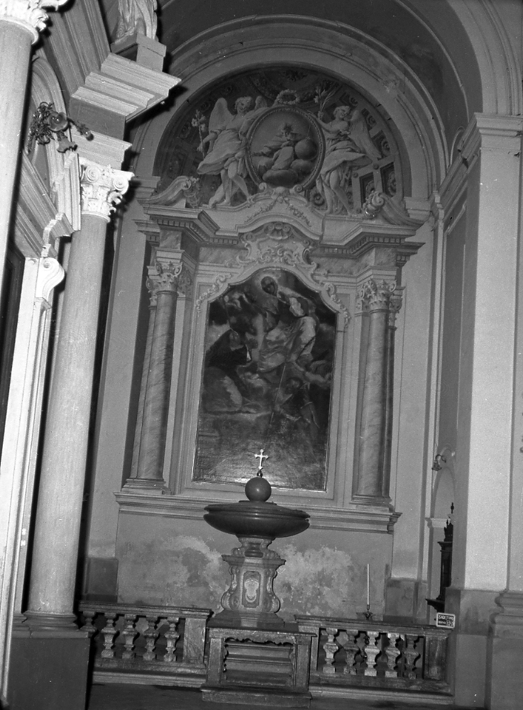 ancona illusiva; Padre Eterno e angeli (dipinto) di Milani Giuseppe (sec. XVIII)