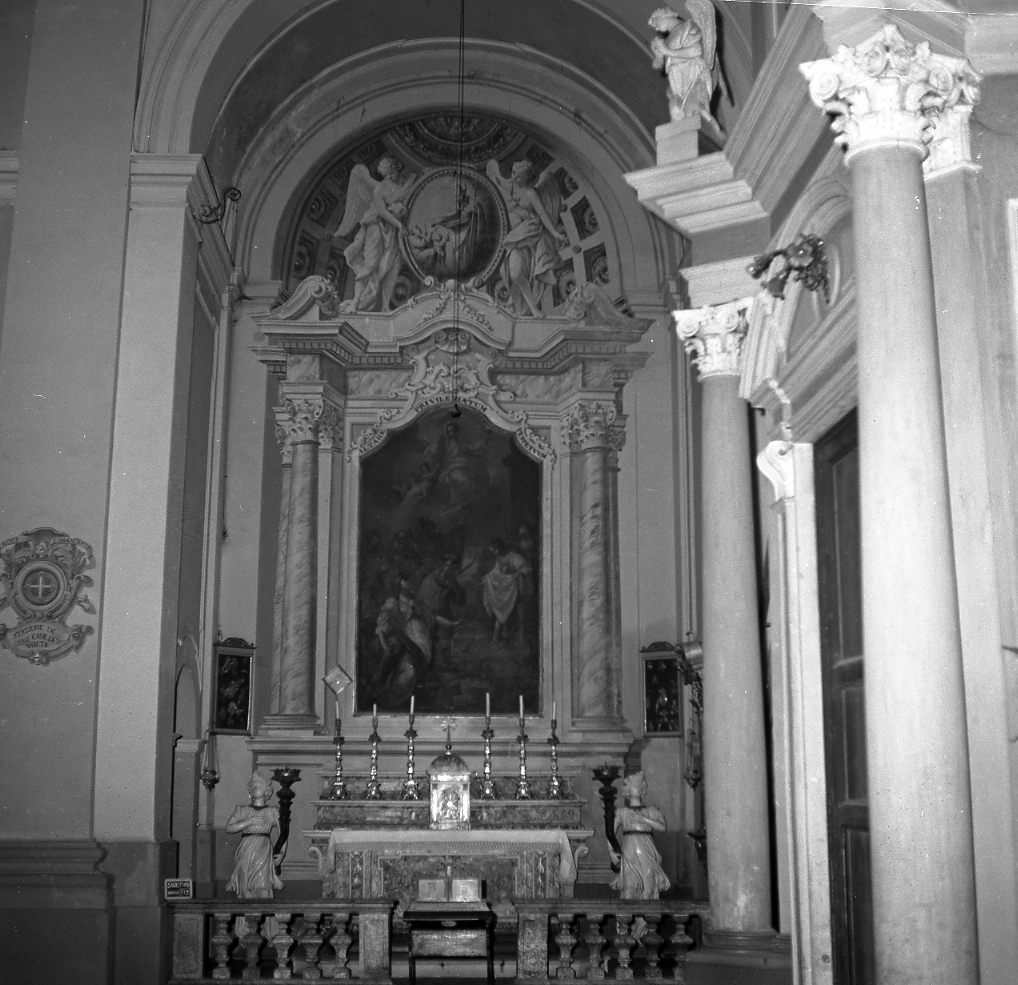 ancona illusiva con angeli; sant'Agostino (dipinto) di Milani Giuseppe (sec. XVIII)