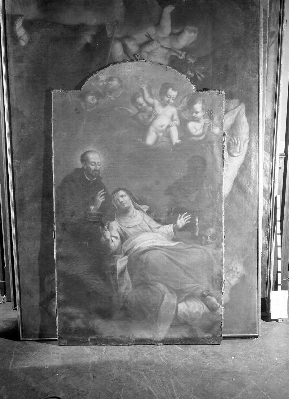 Santa monaca assistita da Sant'Ignazio (?) (dipinto) - ambito romagnolo (prima metà sec. XVIII)