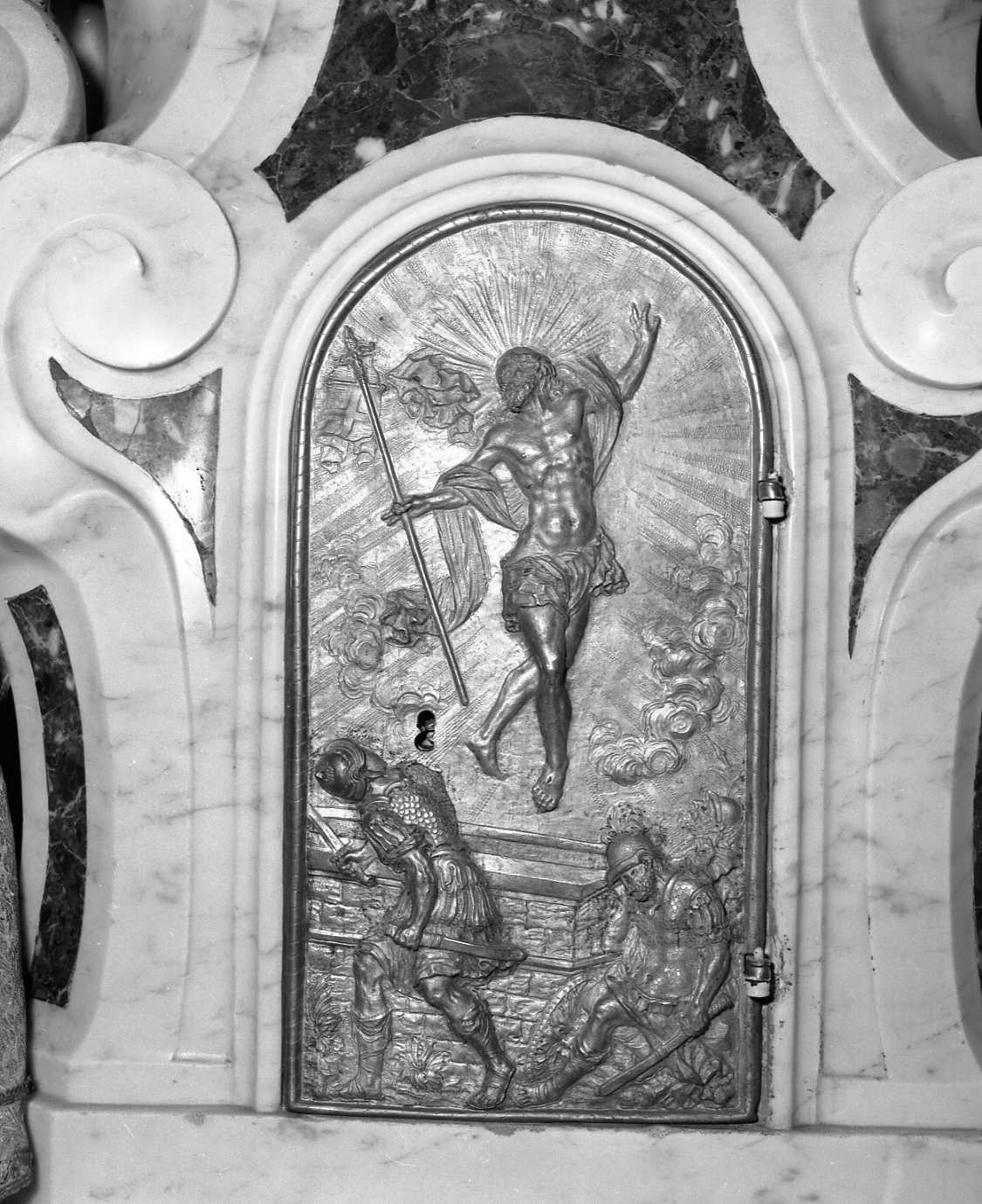 resurrezione di Gesù Cristo (sportello di tabernacolo) di Toschini Domenico (sec. XVIII)