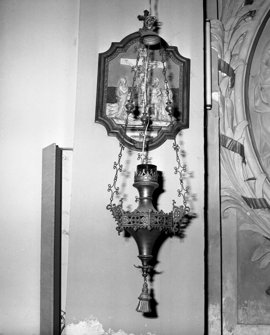 lampada pensile - bottega italiana (inizio sec. XX)