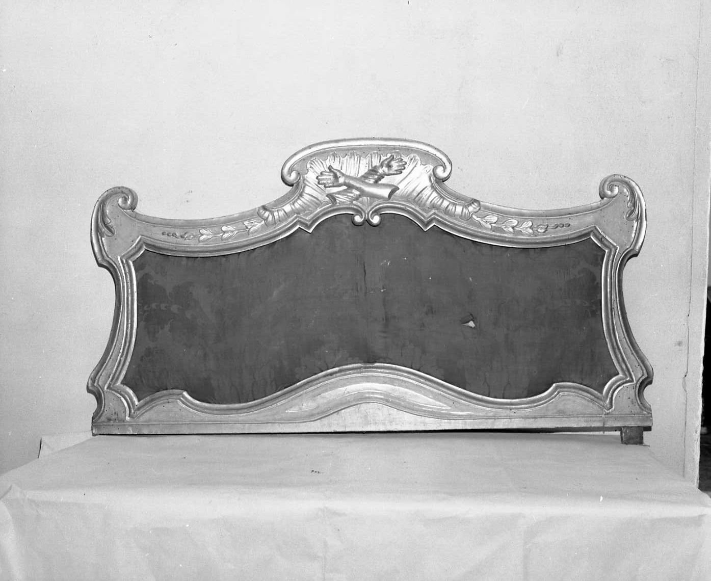 schienale - bottega romagnola (fine/inizio secc. XVIII/ XIX)