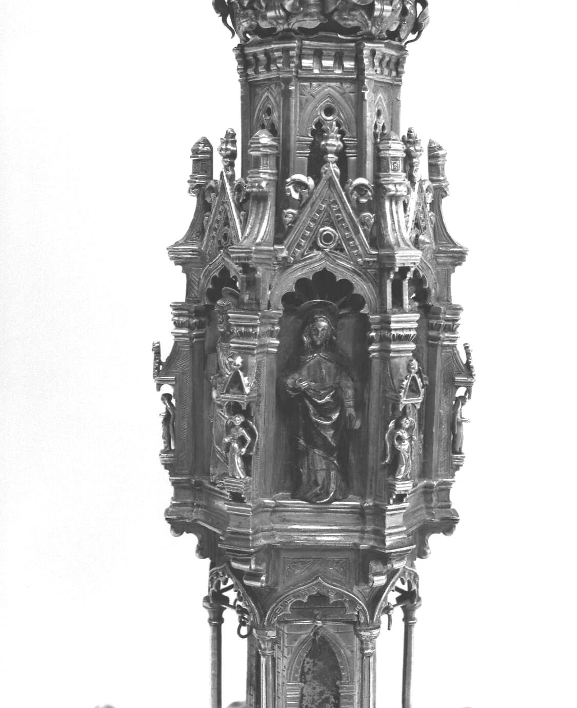 reliquiario architettonico - a chiesa - manifattura francese (secc. XIII/ XIV)