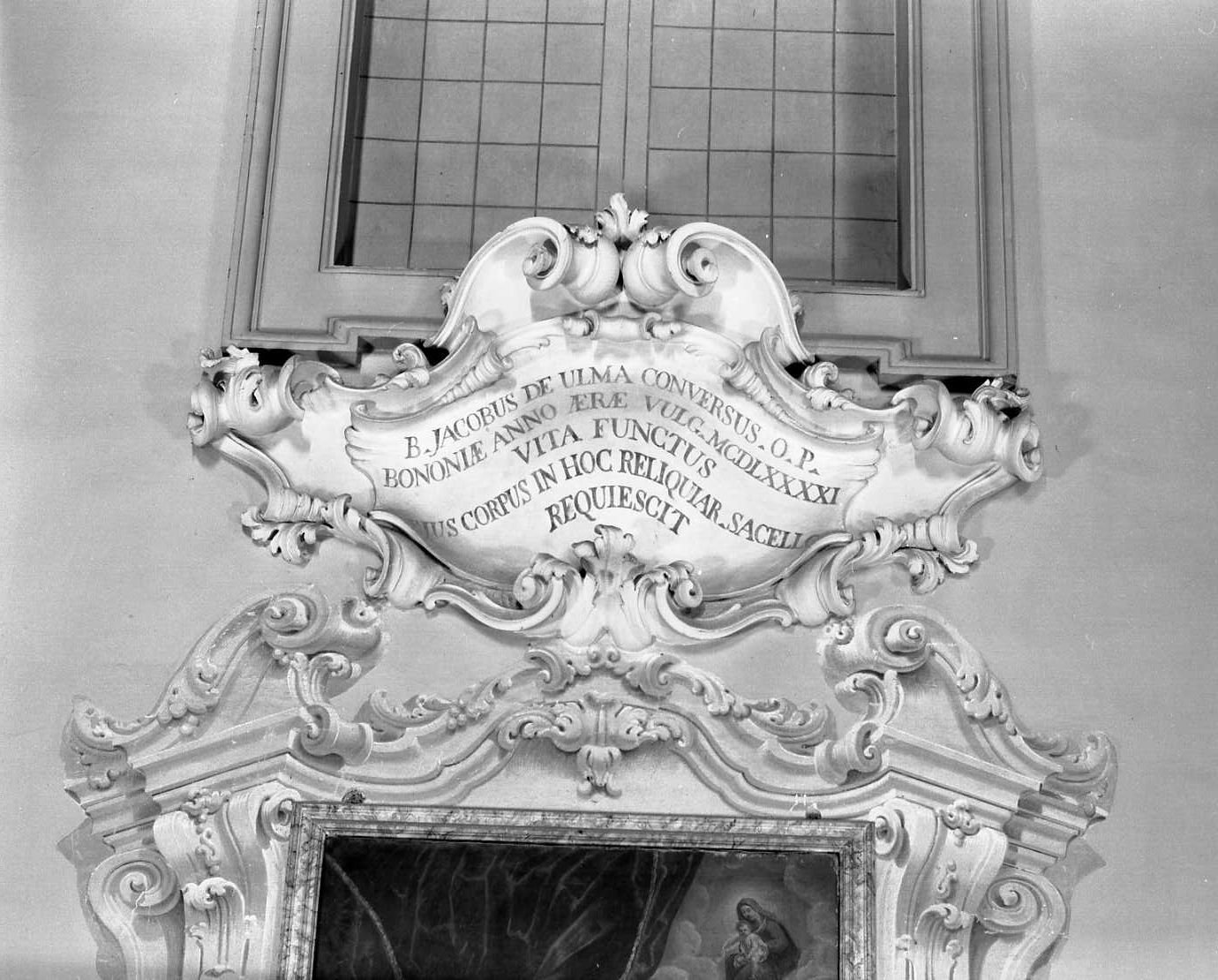 cartiglio con motivi decorativi fitomorfi (decorazione plastica) di Galeazzi Serafino (e aiuti) (sec. XVIII)