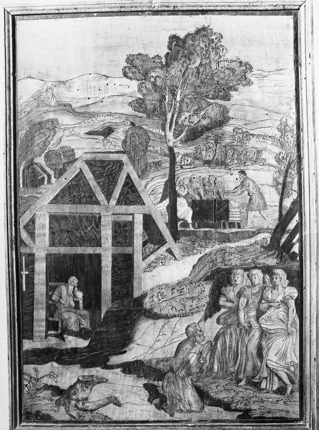 ascensione di Cristo (stallo, elemento d'insieme) di Zambelli Damiano detto Fra' Damiano da Bergamo (e aiuti) (sec. XVI)