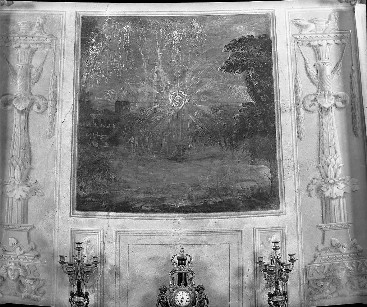 paesaggio; motivi decorativi a candelabra (dipinto, complesso decorativo) - ambito bolognese (primo quarto sec. XIX)