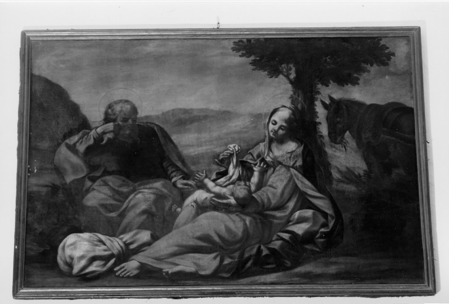 riposo nella fuga in Egitto (dipinto) di Lascari Marco Maria (ultimo quarto sec. XVII)