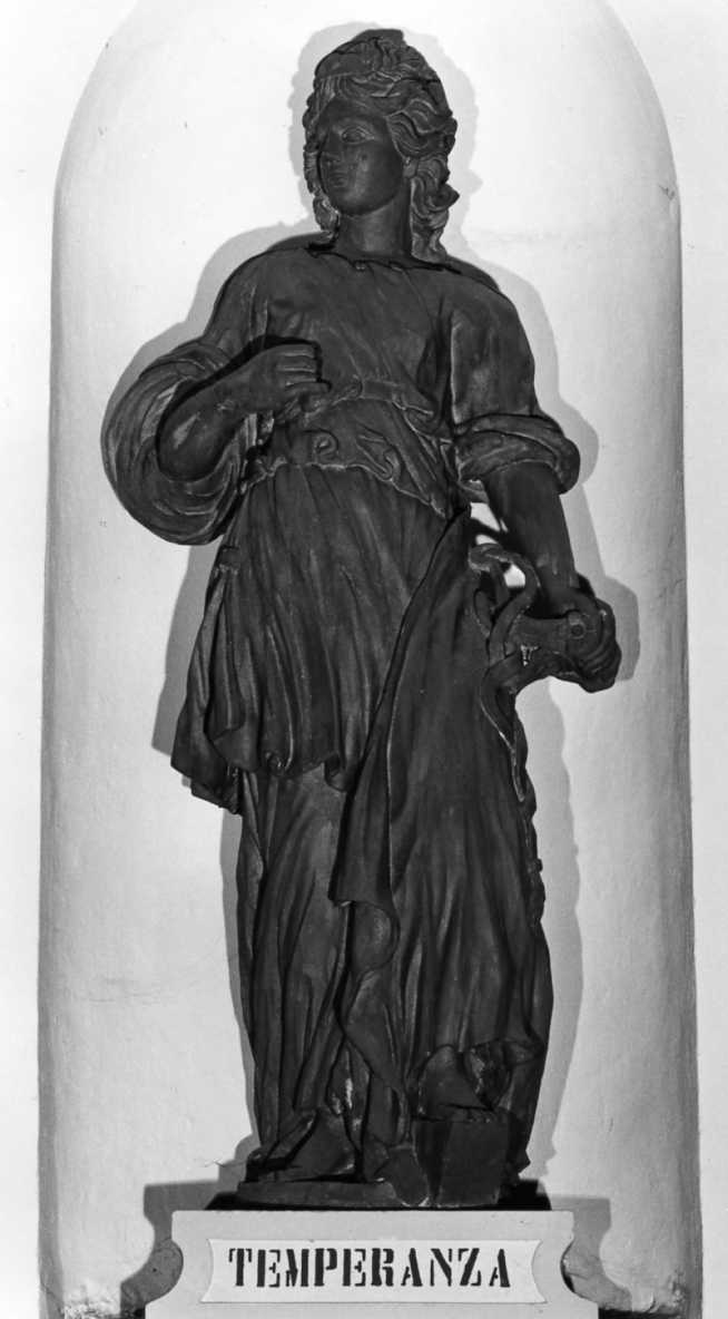 virtù cardinali: Giustizia, Prudenza, Fortezza, Temperanza (scultura, ciclo) di Brunelli Francesco (sec. XVII)