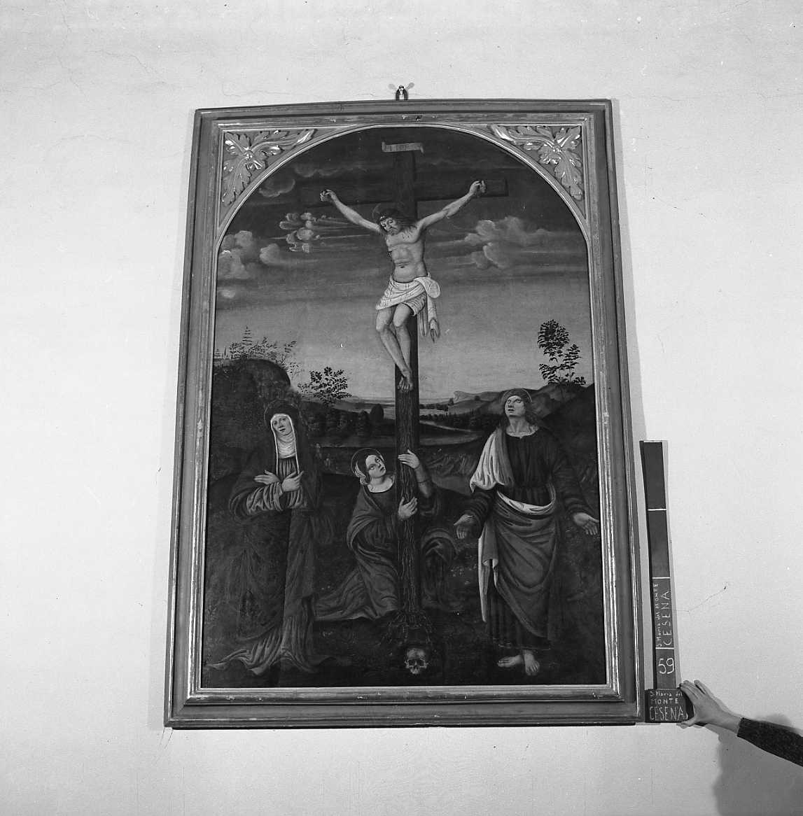 Cristo Crocifisso con la Madonna Addolorata, Santa Maria Maddalena e San Giovanni Evangelista (dipinto) di Raibolini Francesco detto Francesco Francia (scuola) (inizio sec. XVI)