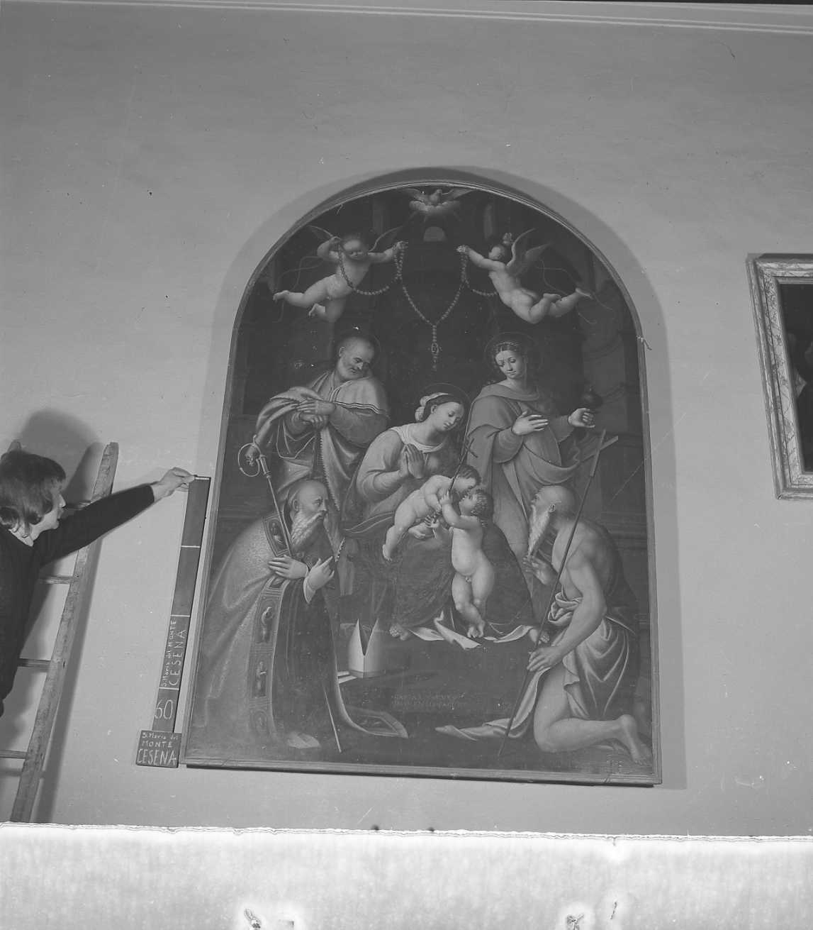 sacra famiglia con i santi Benedetto, Giovannino, Maria Maddalena e Girolamo (dipinto) di Sacchi Gaspare (sec. XVI)