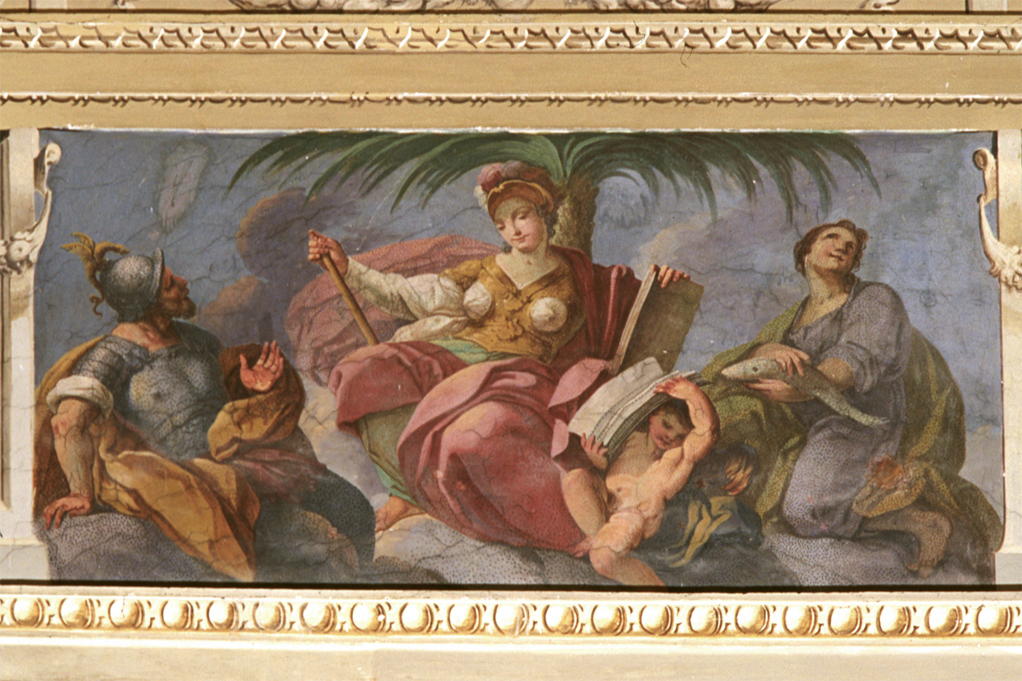 due salvatrici di Israele, Giuditta con la testa di Oloferne e Mosè che prega (dipinto) di Milani Giuseppe (sec. XVIII)