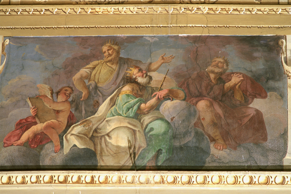 Giacobbe, Rachele e Giuseppe (dipinto) di Milani Giuseppe (sec. XVIII)