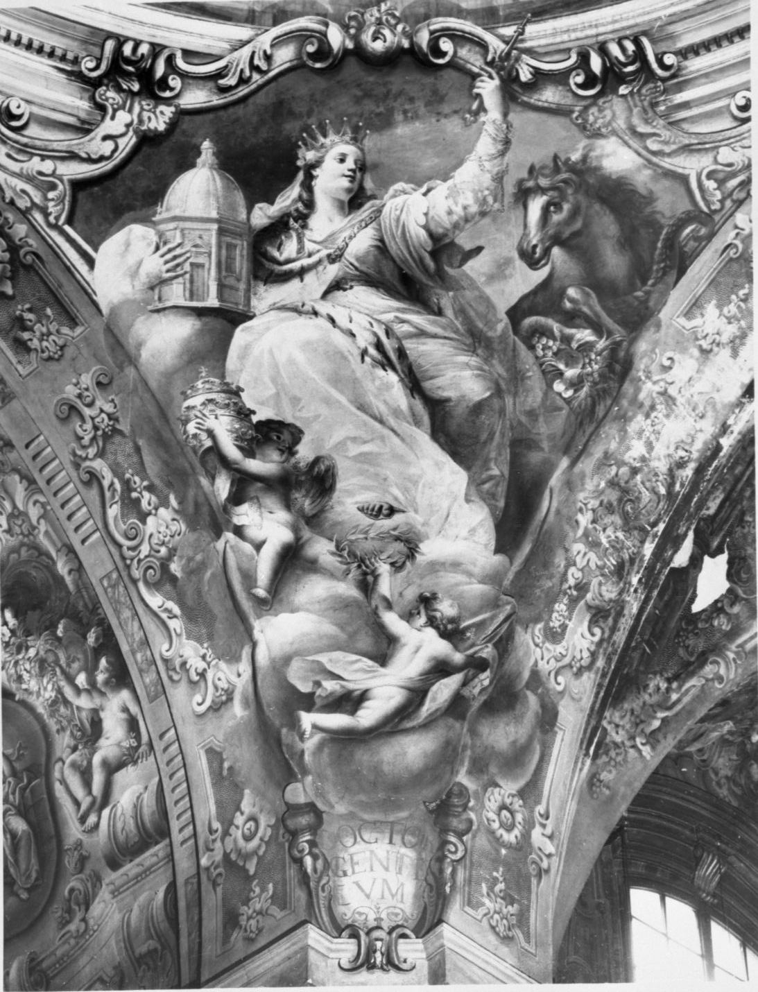 allegoria della chiesa romana (dipinto) di Caccioli Giuseppe Antonio, Raimondi Giovanni Antonio (sec. XVIII)
