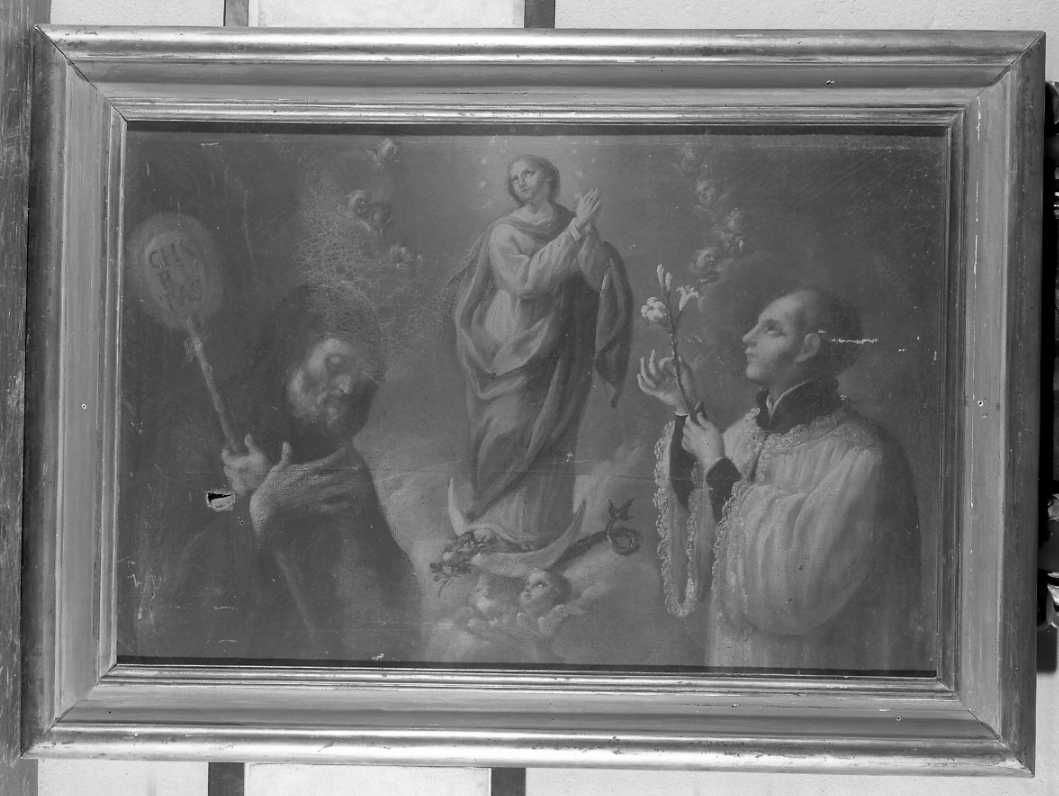 Immacolata coi Santi Luigi Gonzaga e Francesco di Paola, Madonna Immacolata e Santi (dipinto) di Marchetti Giuseppe (attribuito) (seconda metà sec. XVIII)
