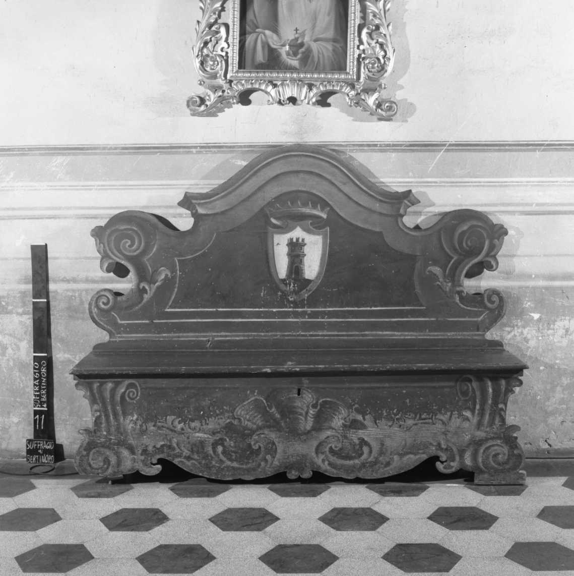 cassapanca - bottega romagnola (fine/inizio secc. XVIII/ XIX)