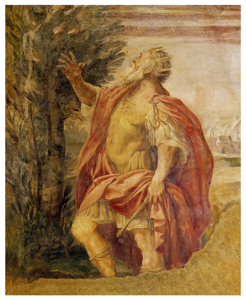 La predizione al Re Latino dell'arrivo di Enea (?) (dipinto) di Carracci Agostino (sec. XVI)