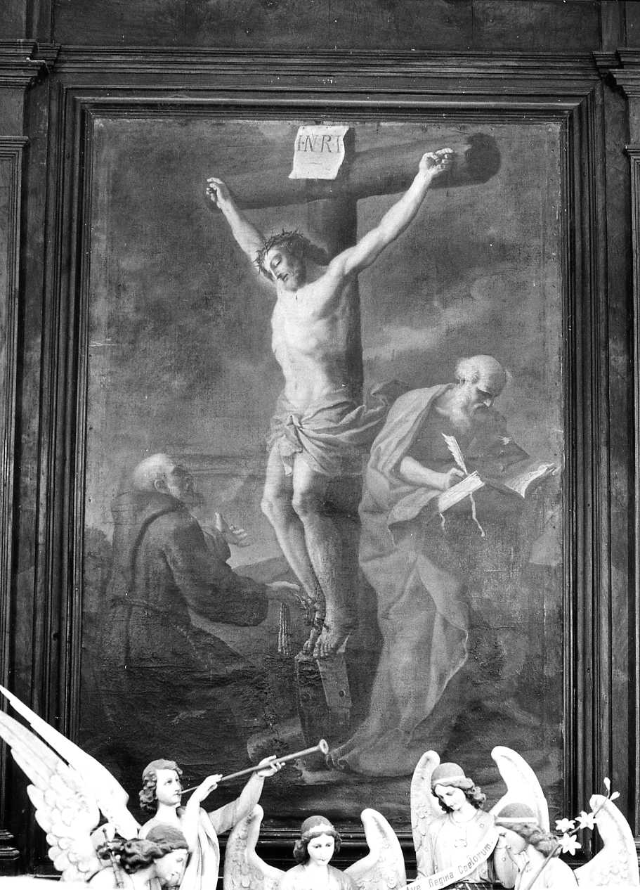 Cristo crocifisso adorato da San Serafino da Montegranaro e San Girolamo (dipinto) - ambito romagnolo (seconda metà sec. XVIII)