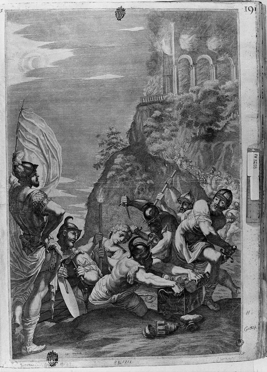 I Goti saccheggiano il monastero di Montecassino (stampa) di Carracci Ludovico, Giovannini Giacomo (fine/inizio secc. XVII/ XVIII)