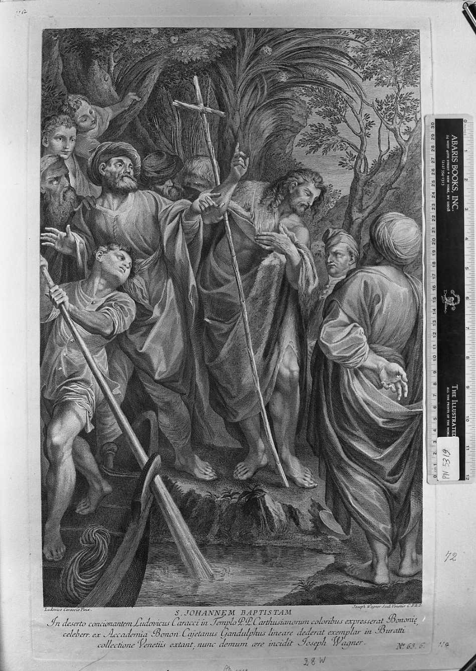 San Giovanni Battista che predica nel deserto (stampa) di Wagner Joseph, Carracci Ludovico (secondo quarto, seconda metà sec. XVIII, sec. XVIII)