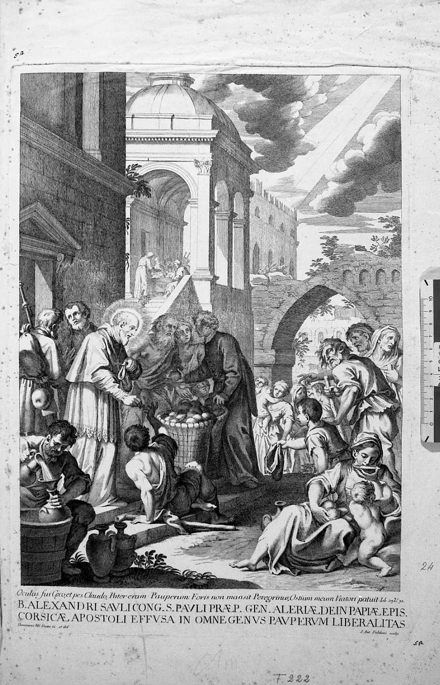 Il Beato Alessandro Sauli? che fa l'elemonisa ai poveri (stampa) di Faldoni Giovanni Antonio (sec. XVIII)