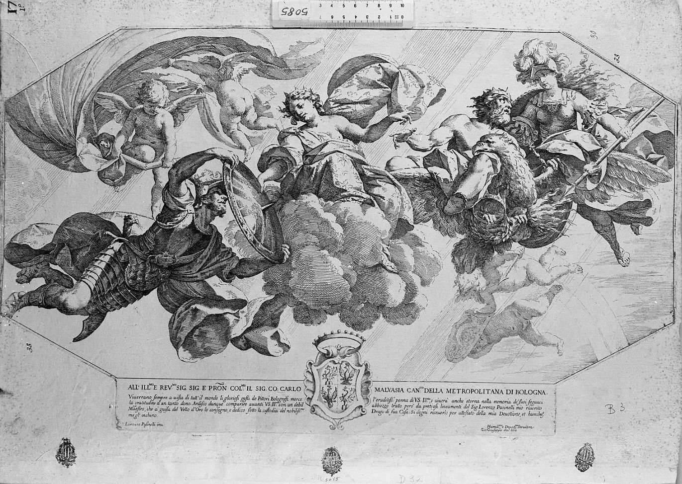 Allegoria della gloria militare del Montecuccoli (stampa) di Pasinelli Lorenzo, Dal Sole Giovan Gioseffo (secc. XVII/ XVIII)
