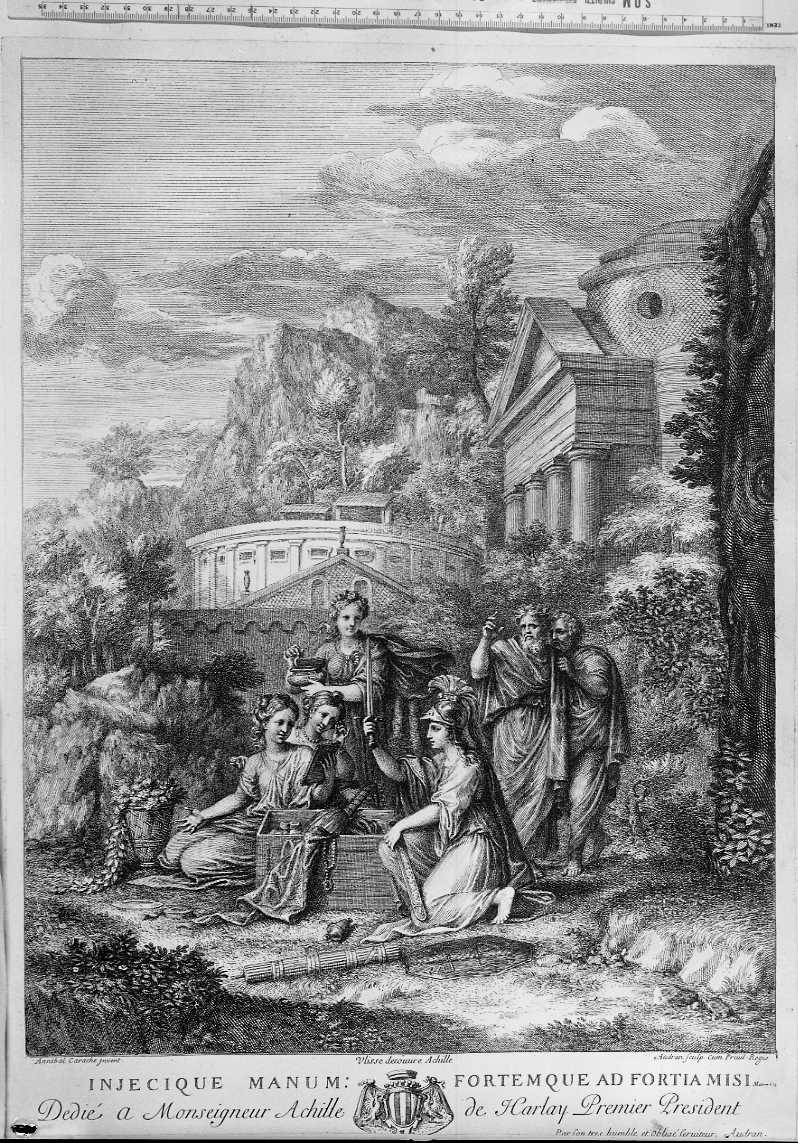 Achille e le figlie di Licomede (stampa) di Carracci Annibale, Audran Gérard (secc. XVII/ XVIII)