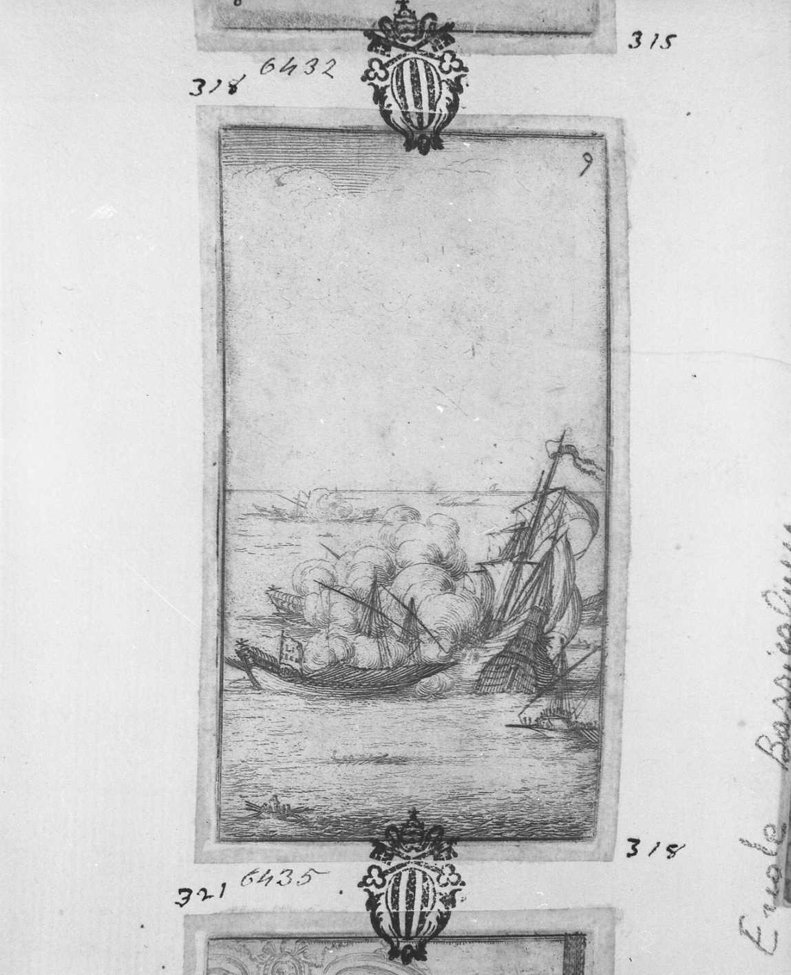 Combattimento navale tra bolognesi e veneziani, combattimento (stampa tagliata) di Bazzicaluva Ercole (sec. XVII)