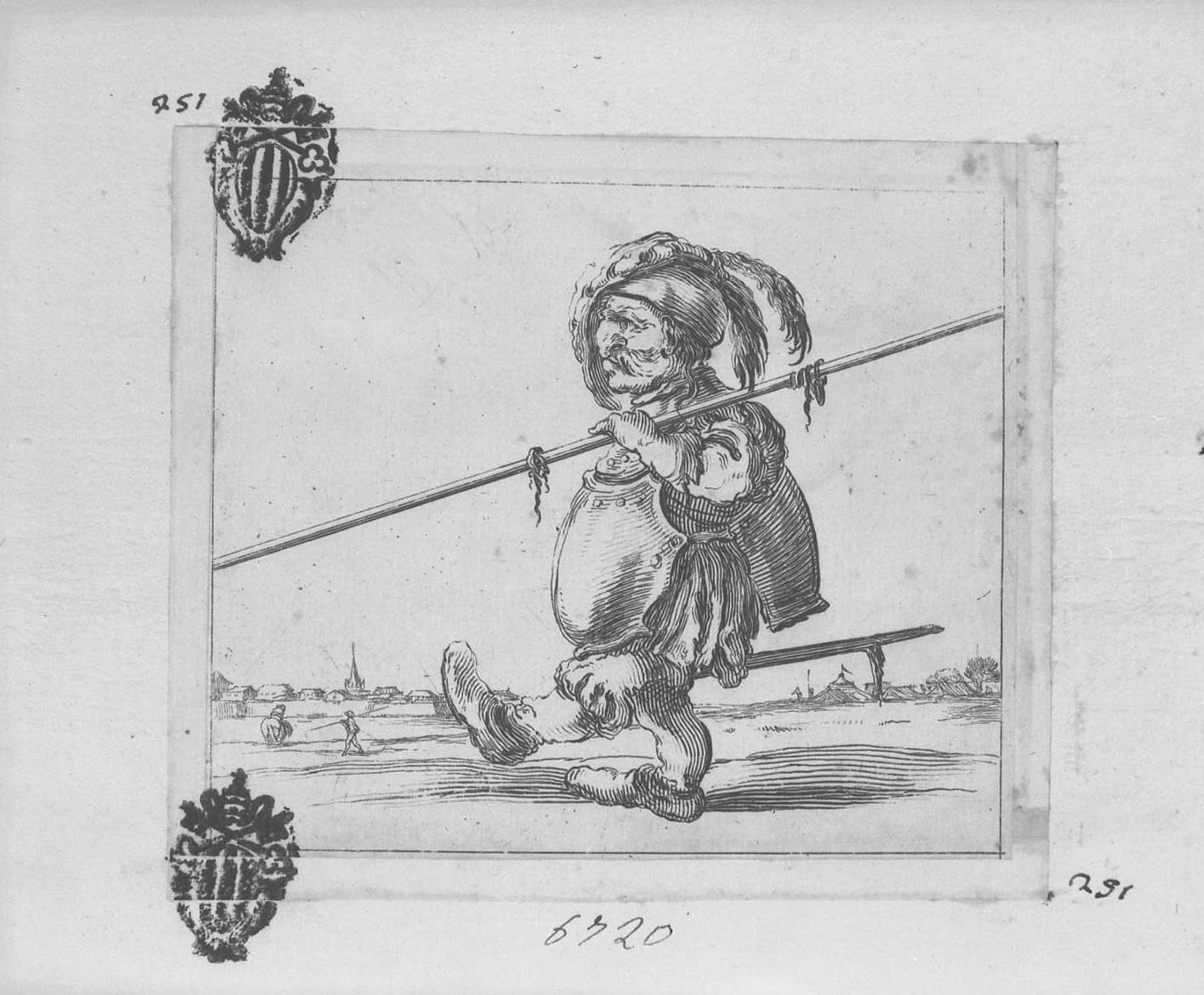 inventions d'amour et de guera: il lanciere, figura maschile (stampa tagliata) di Collignon Francois (sec. XVII)