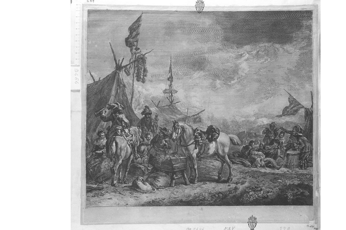 Accampamenti militari (stampa) di De Visscher Jan (attribuito) (sec. XVII)