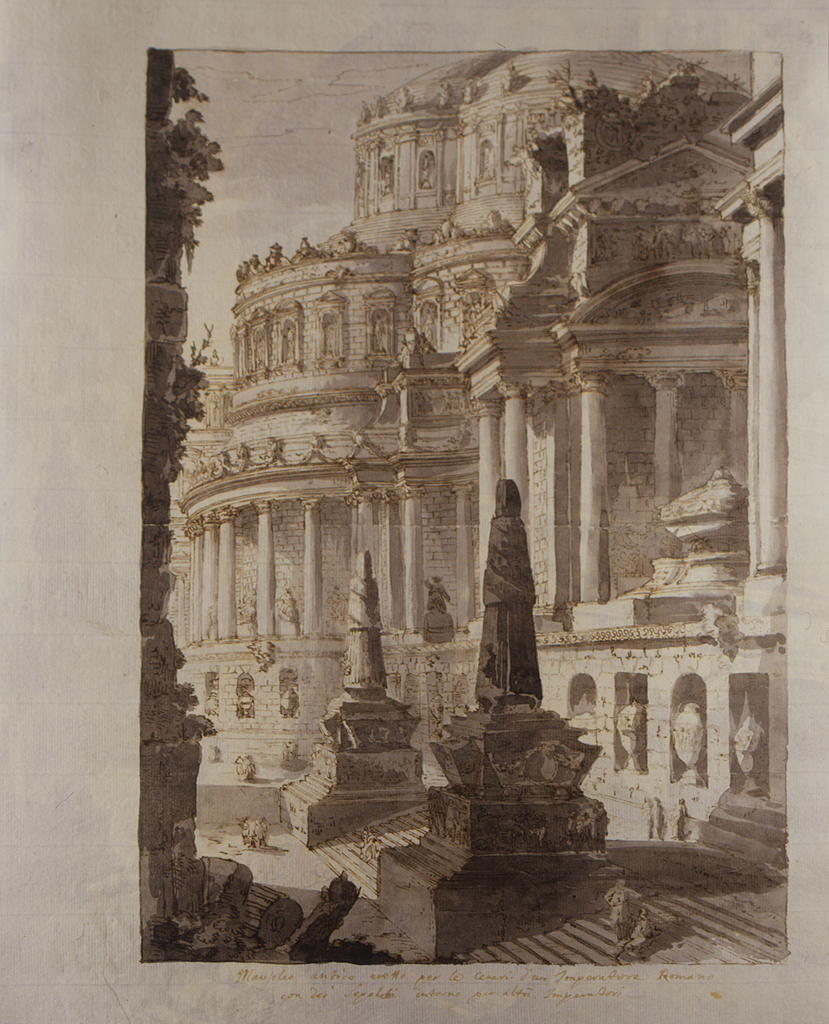 Mausoleo antico, architetture antiche (disegno) di Basoli Antonio (sec. XIX)