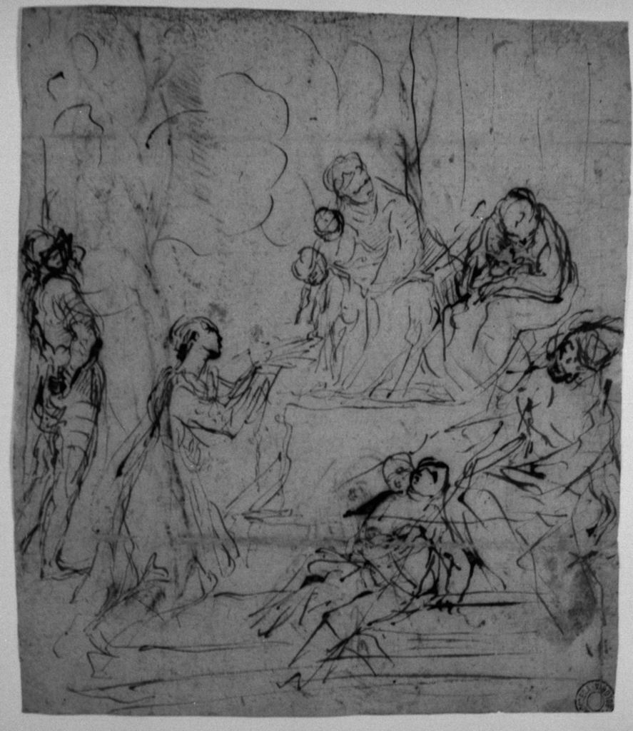 matrimonio mistico di Santa Caterina da Siena (disegno) di Cantarini Simone detto Pesarese (sec. XVII)