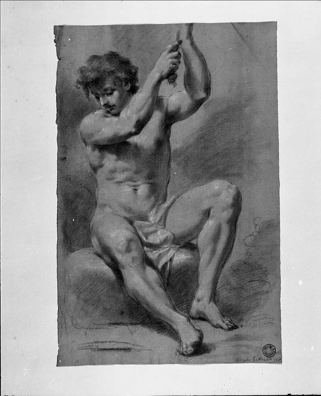 figura di nudo virile (disegno, opera isolata) di Gottarelli Angelo (attribuito) (sec. XVIII)