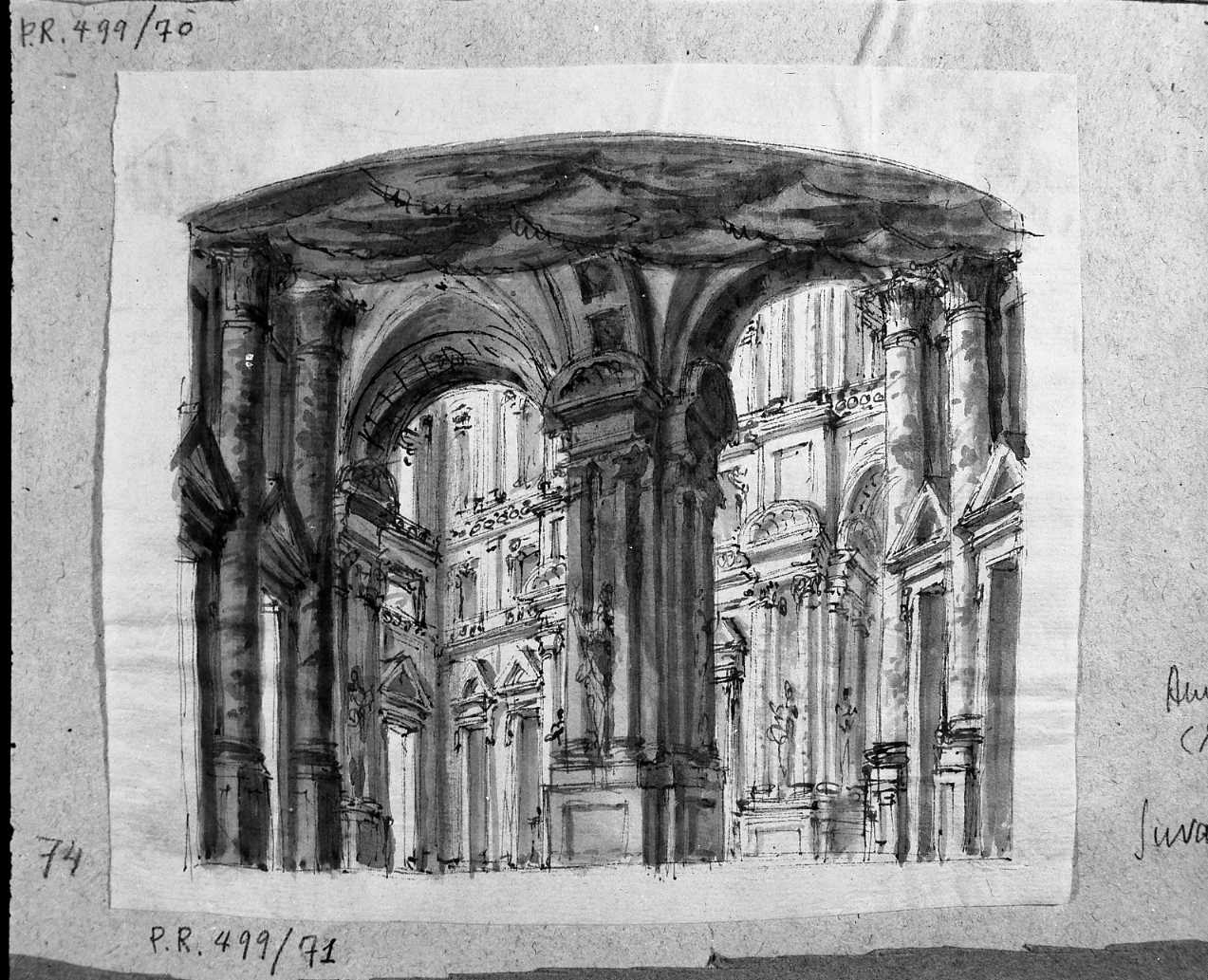 atrio (disegno, opera isolata) di Juvarra Filippo (attribuito) (sec. XVIII)