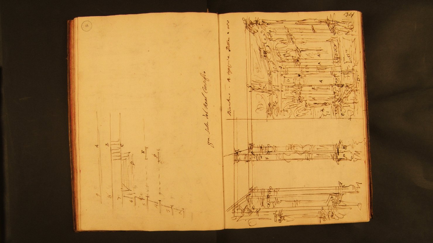 sala del real consiglio/ indicazioni sceniche (disegno, elemento d'insieme) di Galliari Fabrizio (attribuito) (sec. XVIII)
