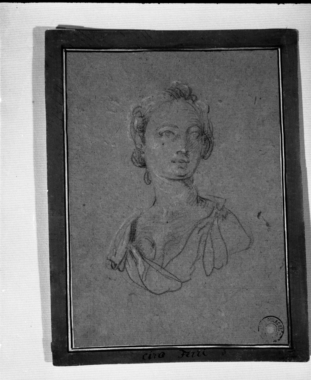 schizzo di donna a mezzo busto (disegno) di Ferri Ciro (attribuito) (sec. XVII)