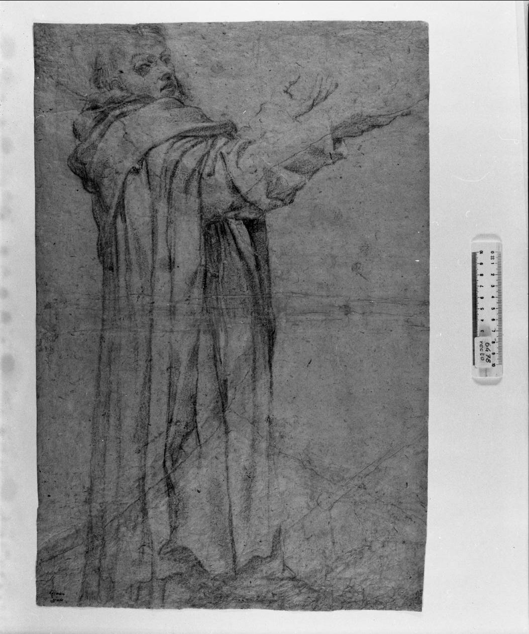 San Domenico/ studio di panneggio (disegno, opera isolata) di Carracci Ludovico (sec. XVI)