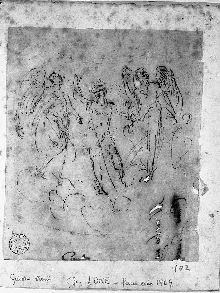 San Michele Arcangelo con lancia in mano (disegno, opera isolata) di Reni Guido (attribuito) (sec. XVII)