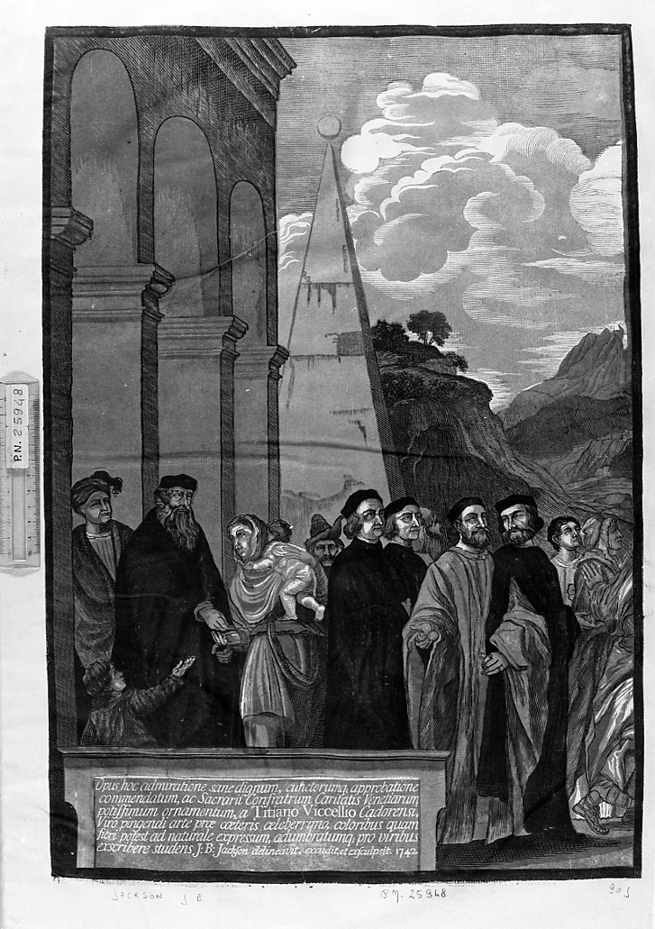 Presentazione di Maria al tempio, presentazione di Maria Vergine al tempio (stampa a colori) di Jackson John Baptist (sec. XVIII)