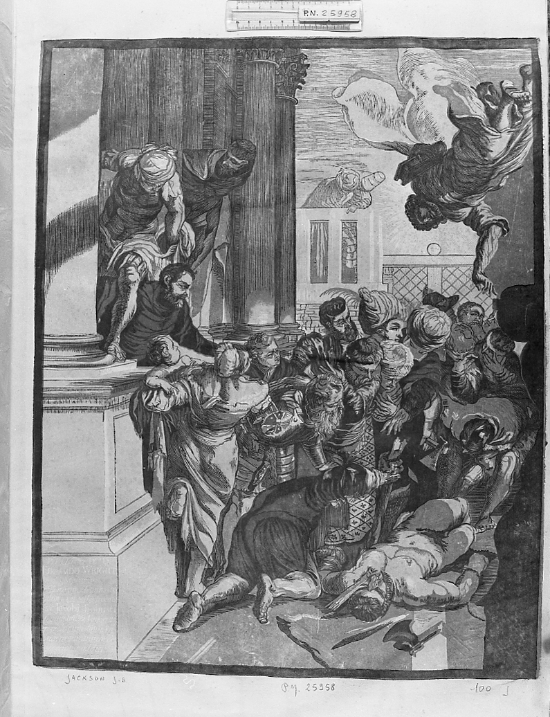 San Marco libera lo schiavo, San Marco libera lo schiavo (stampa a colori) di Jackson John Baptist (sec. XVIII)